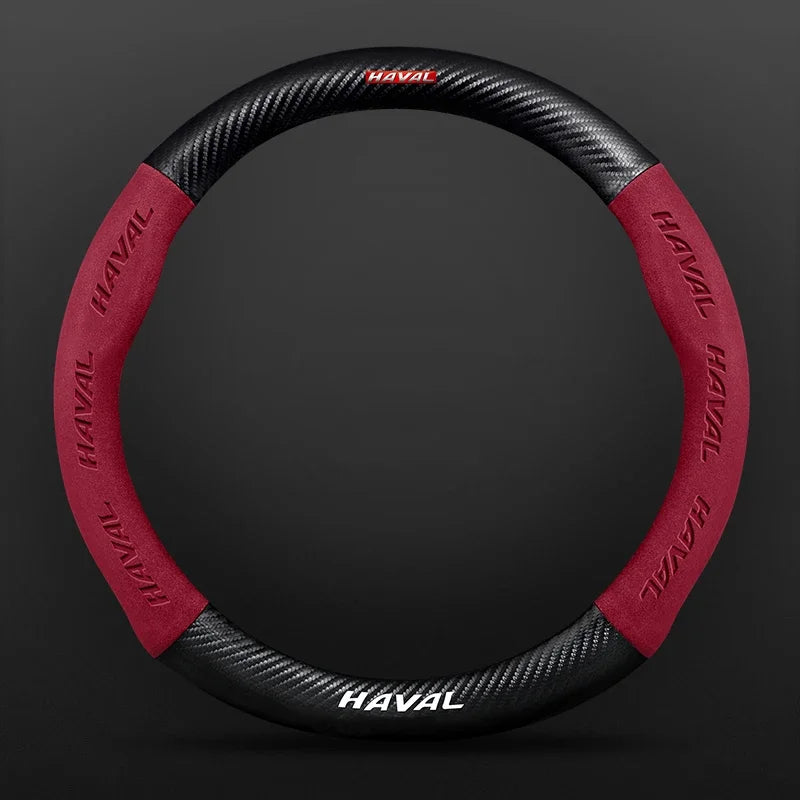 Suitable for Great Wall Haval H6 HEV PHEV sports version H2H3H7H8H9 suede carbon fiber anti-slip steering wheel cover accessorie