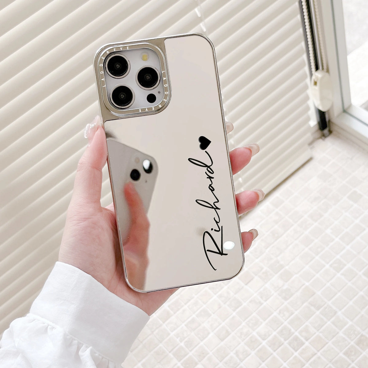 Personalized Customized Name Case For iPhone 18 17 16 15 14 13 12 11 Pro Max Plus Plating Makeup Mirror Pattern Cover 16 Pro