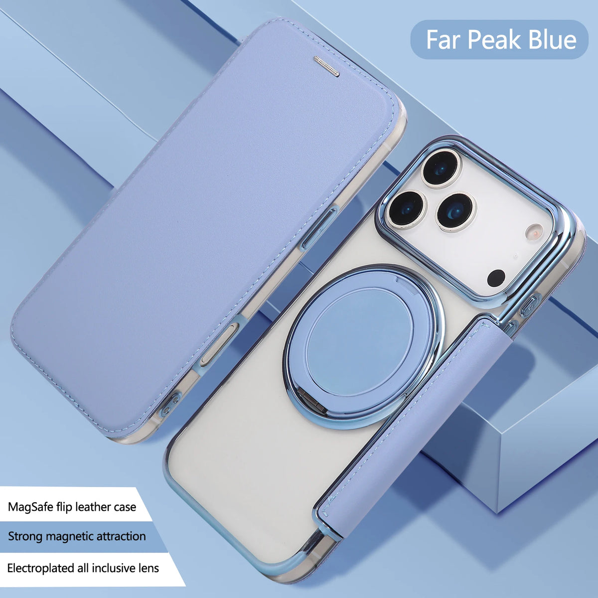 360 Rotating Bracket Magnetic Leather Case for IPhone 17 Pro Max 16 Plus 15 14 Shockproof Comfortable Grip RFID Bag Book Cover