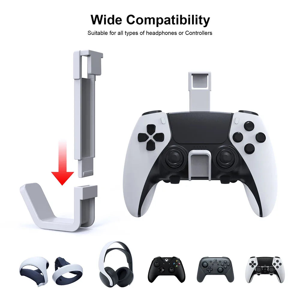 2 Pack Game Controller Holder for PS5/PS5 Slim/PS5 Pro Headset Display Hook PS VR2 Gamepad Rack for Playstation 5 Hanger Stand