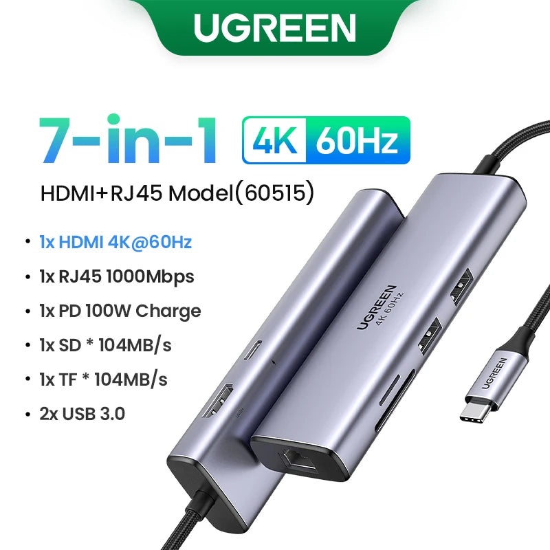 UGREEN Dual HDMI USB HUB 8K HDMI Adapter 10 in 1 Splitter with RJ45 USB 3.0 PD 100W Dock for MacBook Pro Air M2 M1 USB C HUB