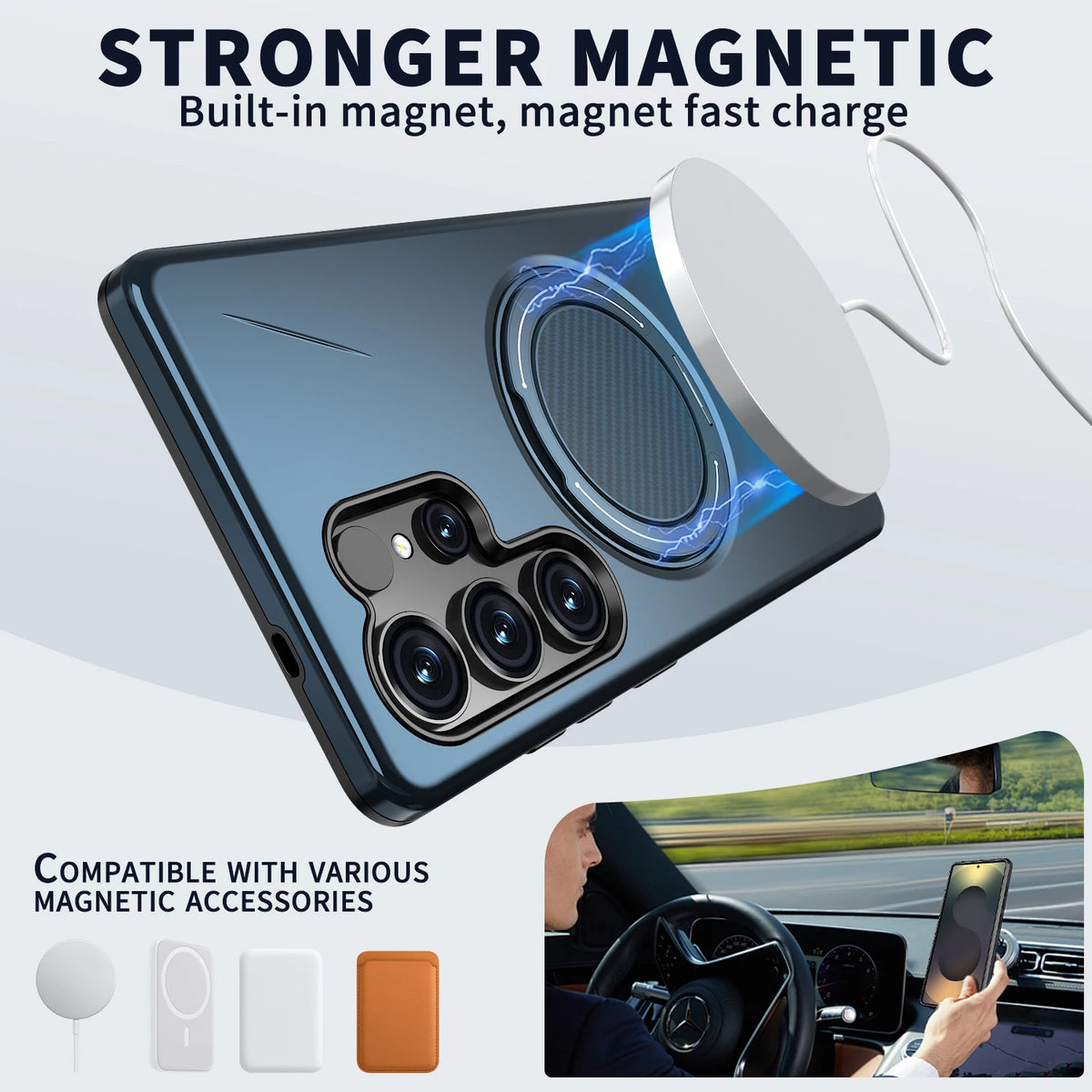 360° Folding Stand Magnetic Case For Samsung Galaxy S25 FE S24 S23 S26 Ultra Plus A56 A36 A26 A17 A07 A55 A35 A25 A14 A06 Cover