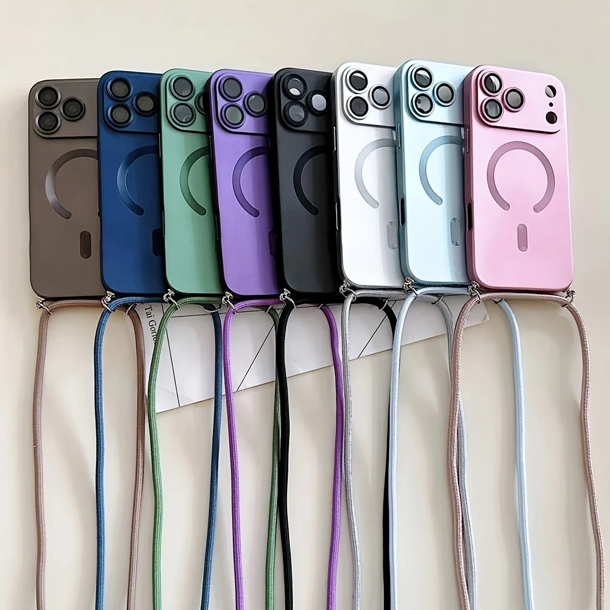 Luxury Crossbody Lanyard Magnetic Case for IPhone 17 16 15 14 12 13 11 Pro Max Plus for Magsafe Camera Protection Soft Cover