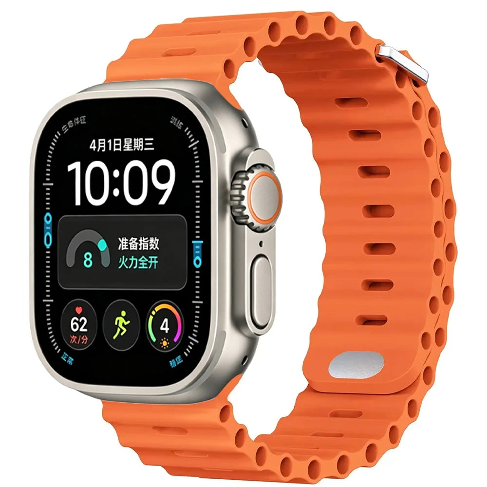 Ocean Silicone strap For Apple Watch Ultra 4 3 2 1 Band 49mm 12 11 10 9 8 7 46mm 45mm 41mm band iWatch 6 5 4 SE3 44mm 40mm 42mm