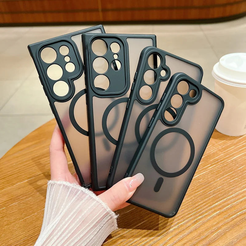 Matte Clear Case For Samsung Galaxy S25 Edge S26 S24 Plus S23 S22 Ultra S25 FE Magnetic For Magsafe Wireless Charge Phone Cover