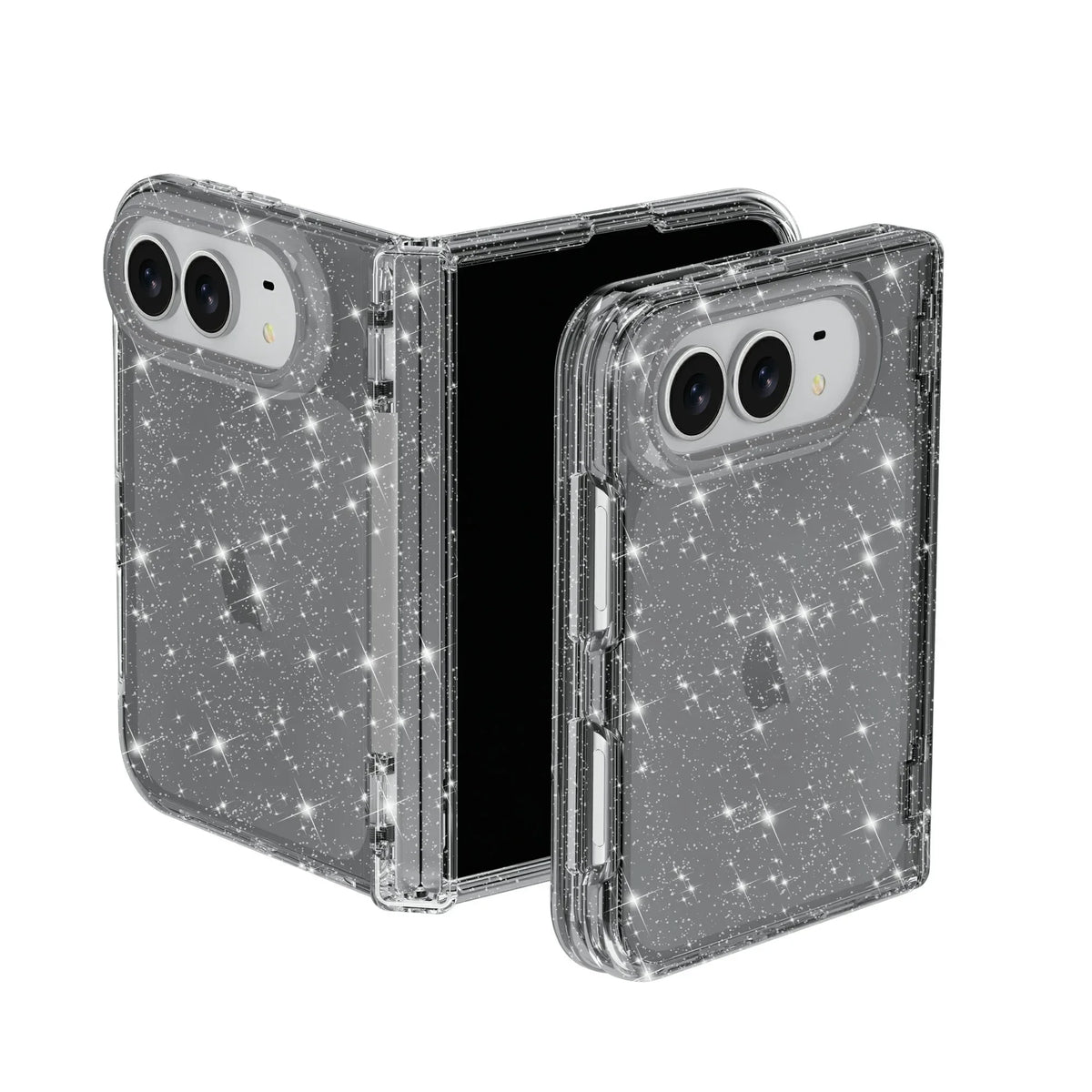 For IPhone Duo Fashion Transparent Glitter Acrylic Phone Case for IPhone Duo 18 Fold Shockproof Axis Protection Slim Fit Cover