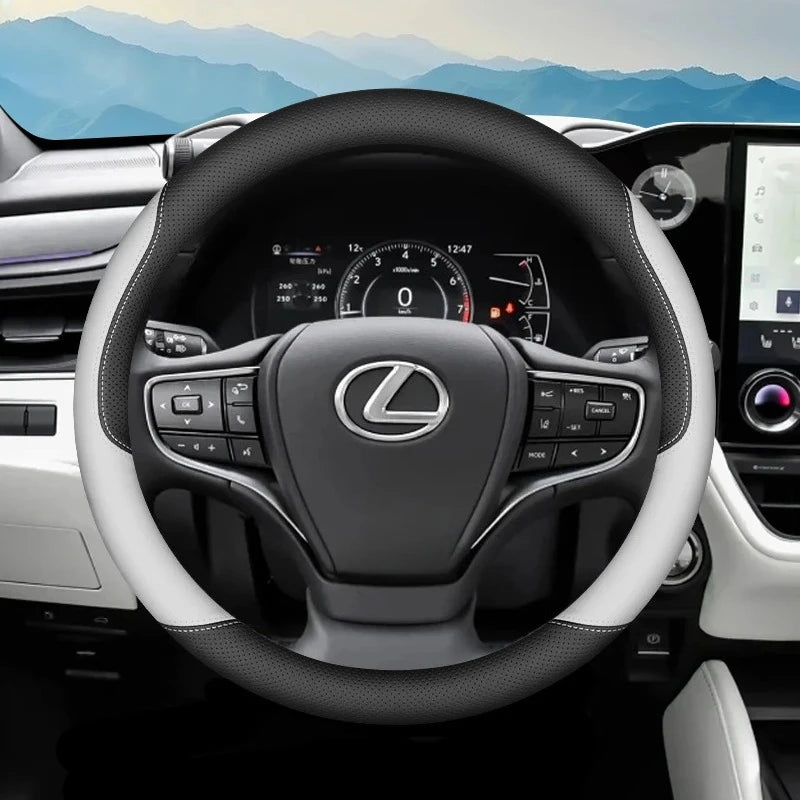2026 Nappa Leather Steering Wheel Cover Anti-Slip 37-38cm For Lexus IS ES ES300h ES350h RX RX350 RX500h NX350h NX450 Accessories