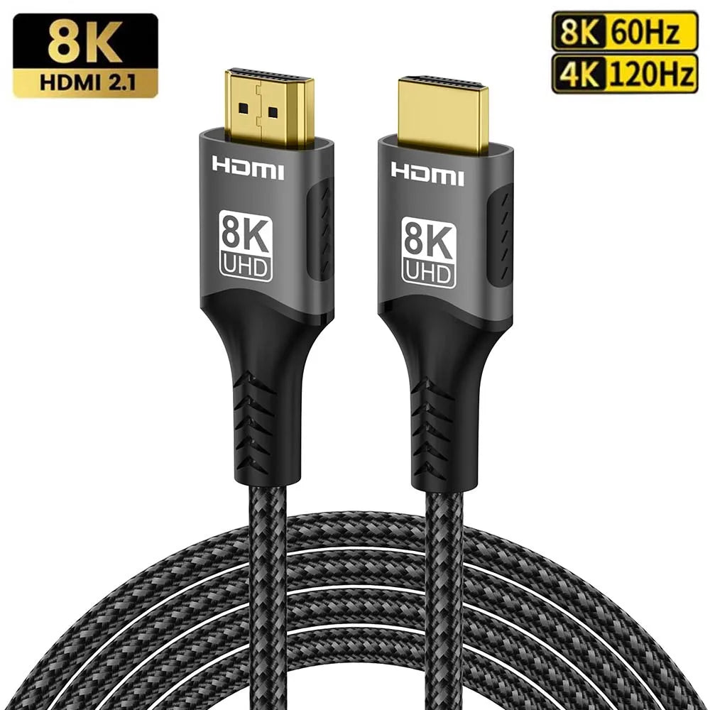 8K HDMI 2.1 Cable 4K@120Hz 8K@60Hz 48Gbps EARC ARC HDCP Ultra High Speed For RTX Video Cable PC Laptop Projector HDTV PS5 1m2m3m