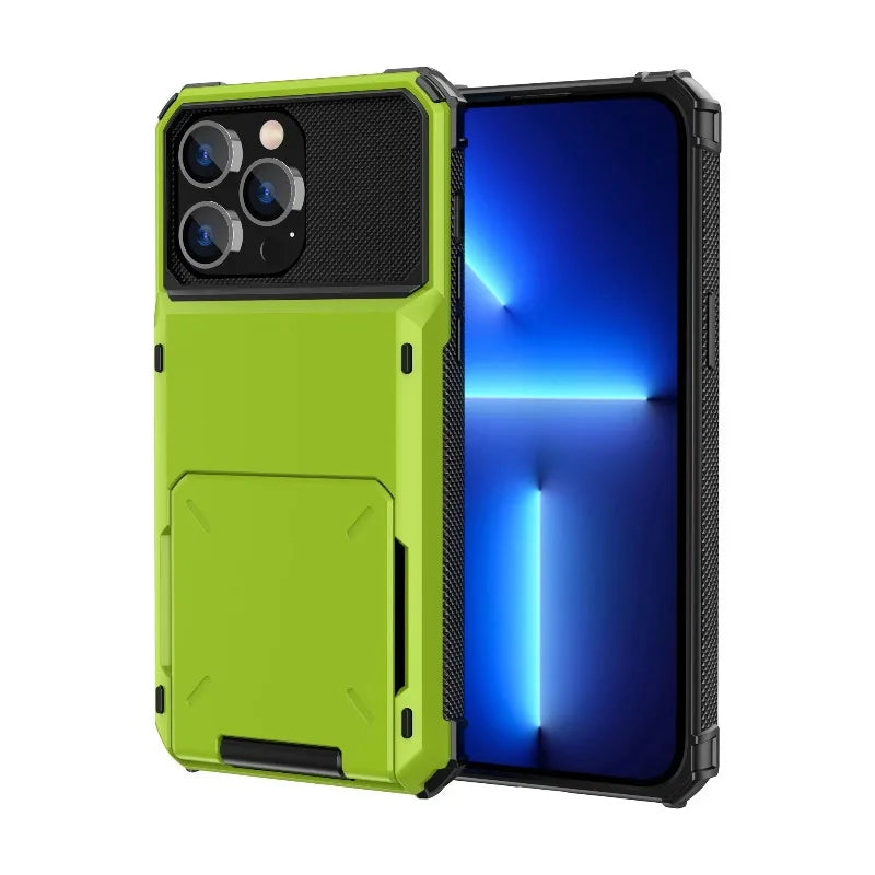 Case For iPhone 17 Pro Max 16 15 Pro Max 14 13 12 11 Heavy Duty Wallet Hidden Flip Slot Protective Hard Back Covers Coque Fundas