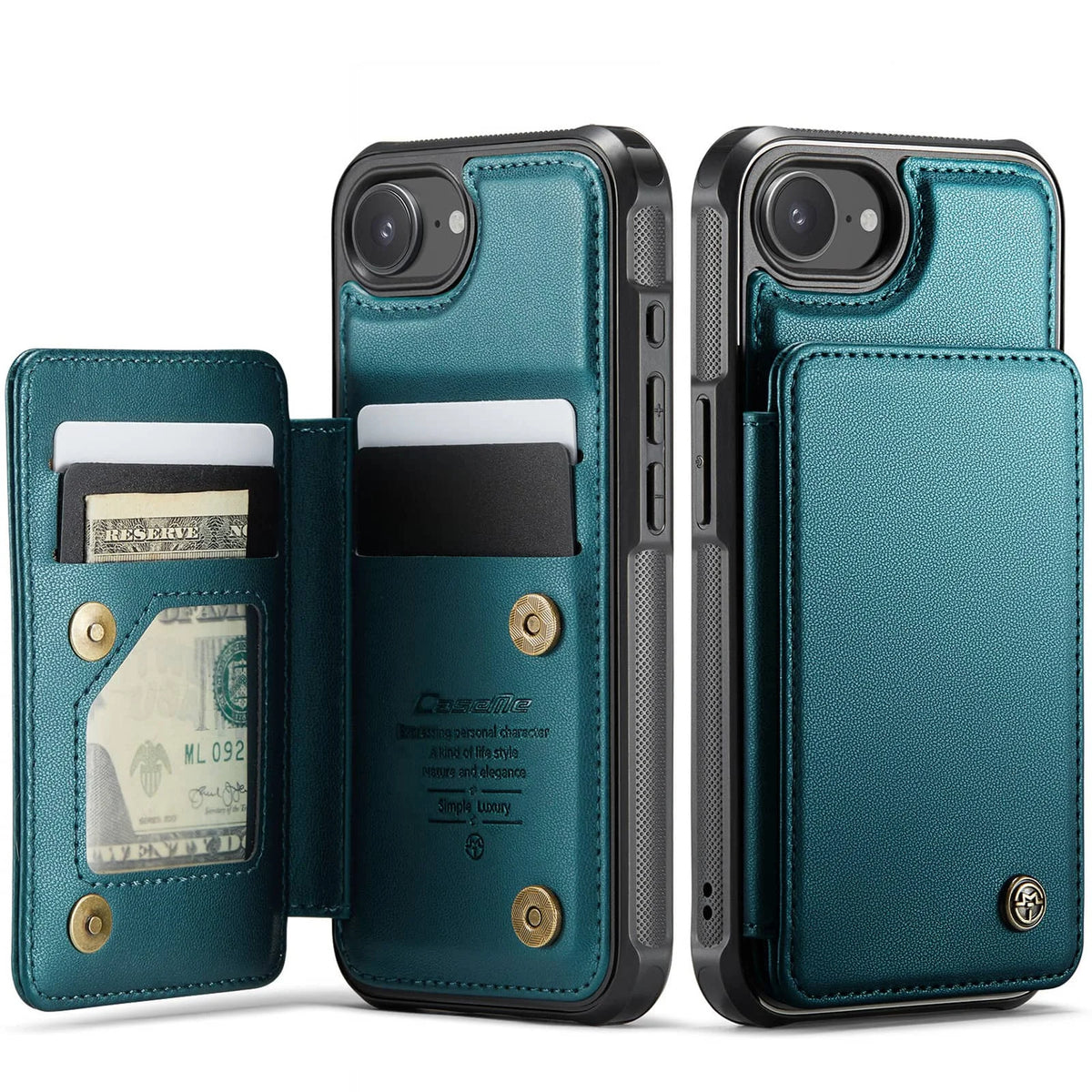For iPhone 17e/16e Case with Card Holder Wallet Case with RFID Blocking, Durable Leather Kickstand Magnetic Clasp Shockproof