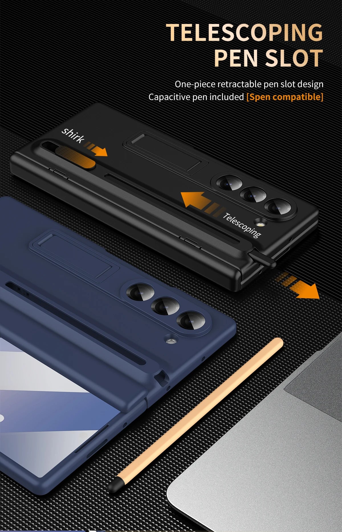 Touch Pen Case For Samsung Galaxy Z Fold 8 7 6 5 4 3 Folding Hinge Wrist Band Screen Tempered Film Phone Cover TriFold Fold7