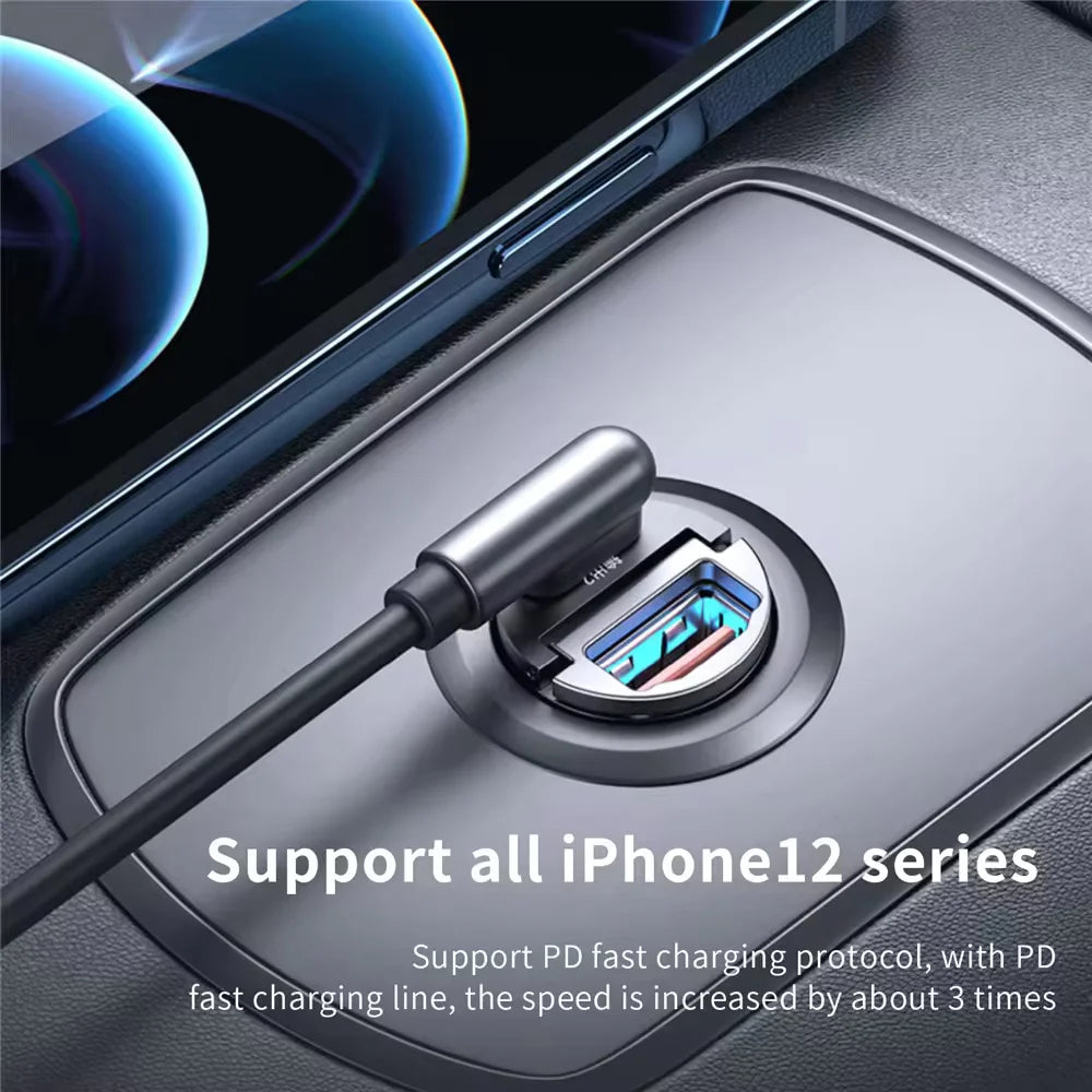 200W mini car charger fast charging for iPhone QC3.0 mini PD USB Type C car mobile phone charger for Xiaomi Samsung Huawei
