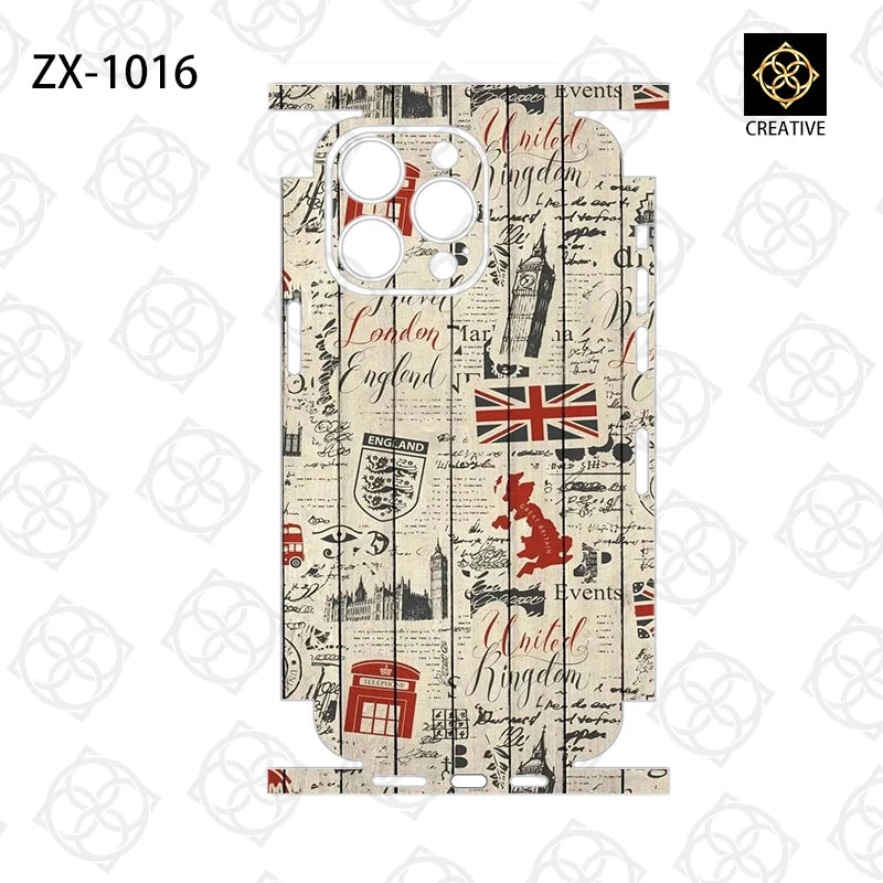 For iPhone 14 13 Pro Max 12 Mini 15 16 Colorful 3M Film Wrap Stickers Cases Back Cover Decal Skin Film Protector Sticker