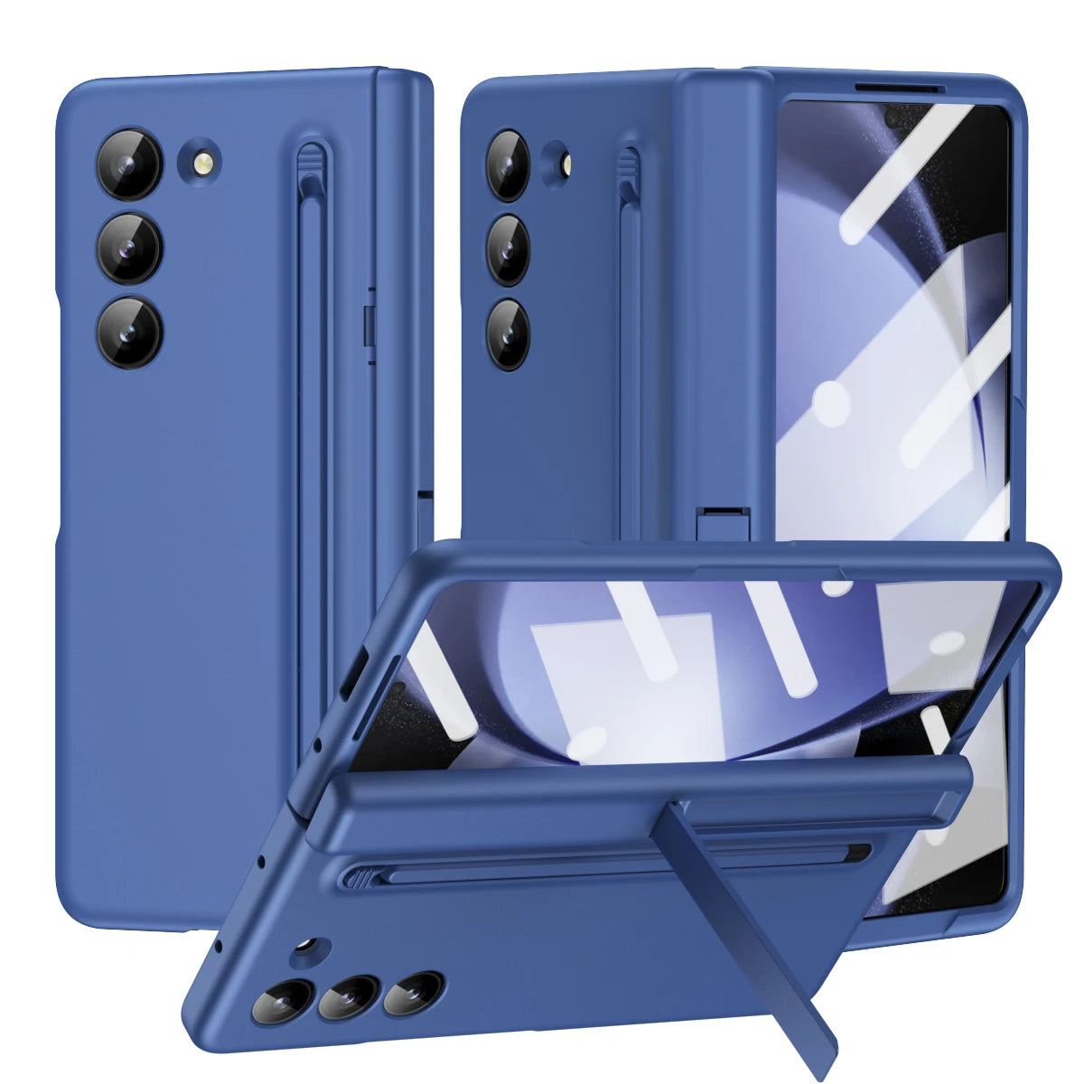Touch Pen Case For Samsung Galaxy Z Fold 8 7 6 5 4 3 Folding Hinge Wrist Band Screen Tempered Film Phone Cover TriFold Fold7