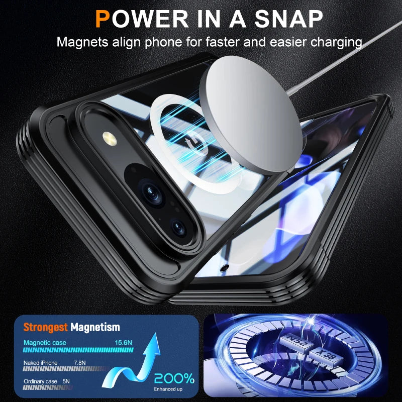 For Magsafe Magnetic Wireless Charging 360°Full Protection Armored Shockproof Phone Case For Google Pixel 10 Pro 8 9A 9 Pro XL