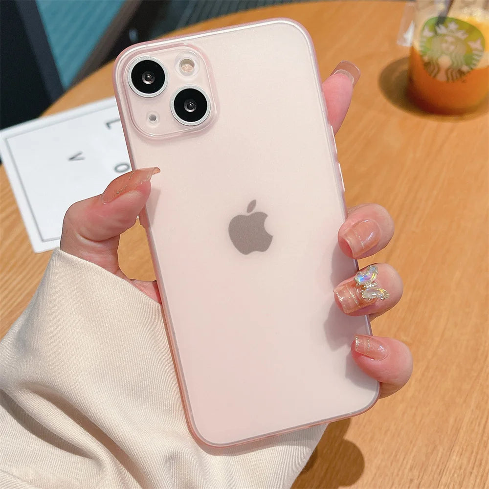 Matte Slim Phone Case For iPhone 16 15 14 13 12 11 Pro Max Plus XS X XR 7 8 SE Mini Transparent Shockproof Hard Thin Cover Funda