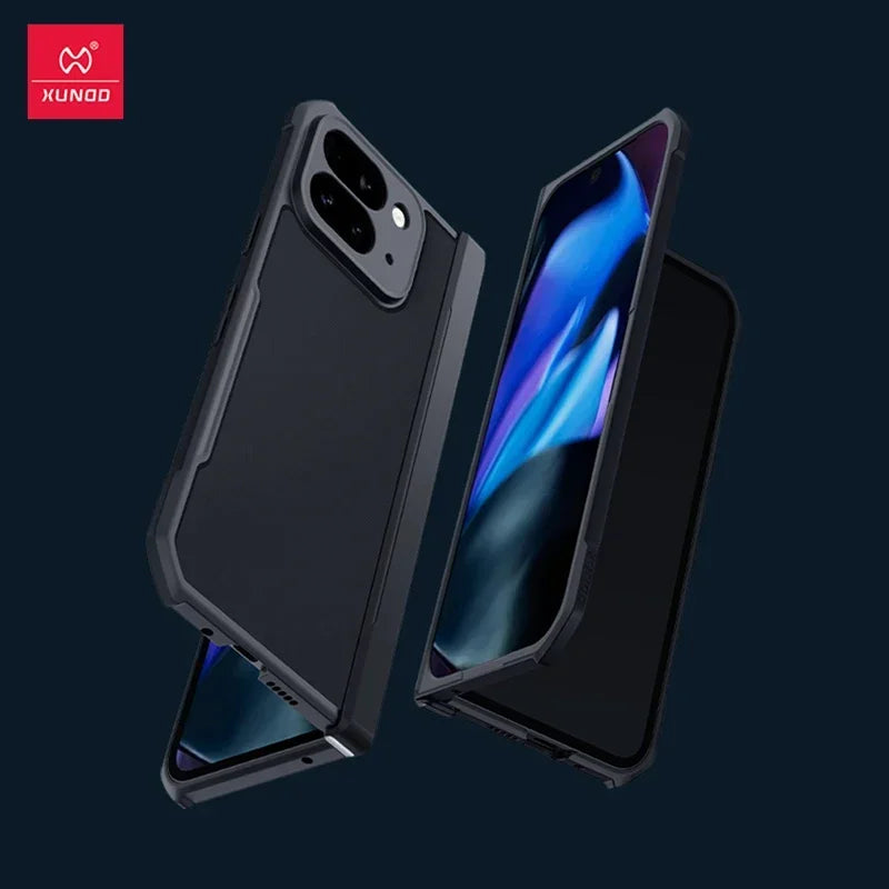 For Google Pixel 9 Pro Fold Case XUNDD Airbags Shockproof Laser Matte PC+TPU Camera Protection Folding Cover With Glass