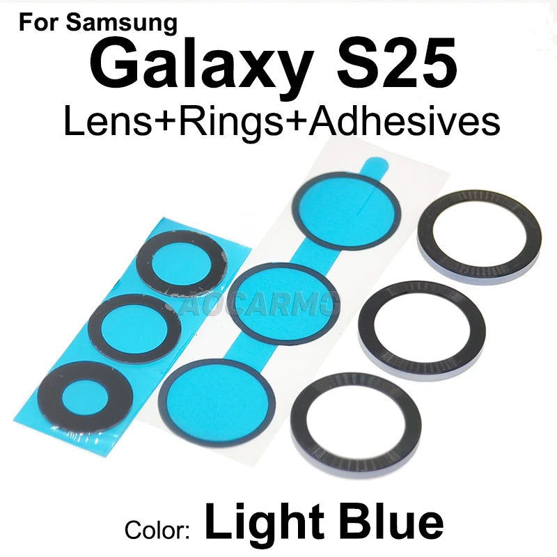Aocarmo For Samsung Galaxy S25 SM-S9310/S931U/S931B Rear Back Camera Lens Glass Metal Ring Frame With Adhesive Repair Part