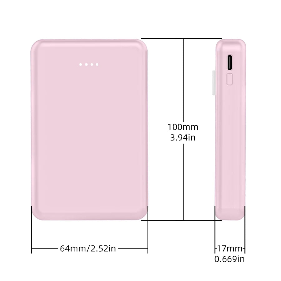 Mini 5000mAh Portable Power Bank With Built-in LED Digital Display, 1 USB-A Port and 3 Integrated Charging Cords, Ultra Compact External Battery Pack, Support Multiple Devices Simultaneous Charging Compatible With Android Sm