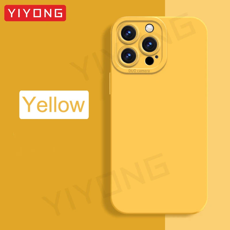 For iPhone16 Pro Max YIYONG Silky Liquid Silicone Soft Cover For iPhone 16 e 16e 15 14 Plus 11 12 13 Mini SE 2 3 2020 2022 Case