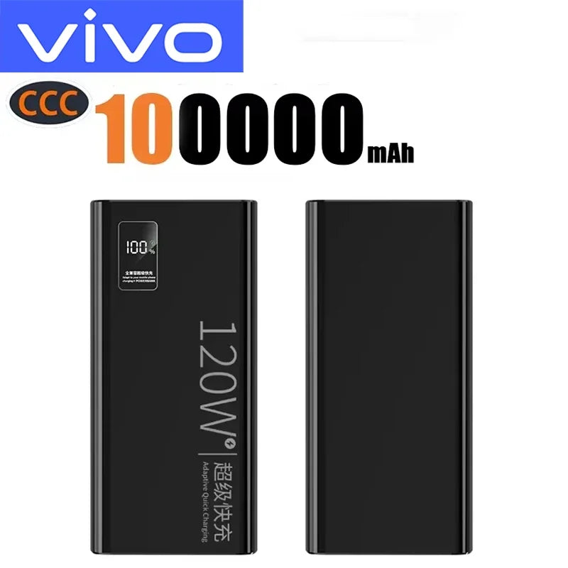 VIVO 500000mAh Power Bank 120W Super Fast Charging Powerbank LED Digital Display Portable External Battery For Iphone Samsung