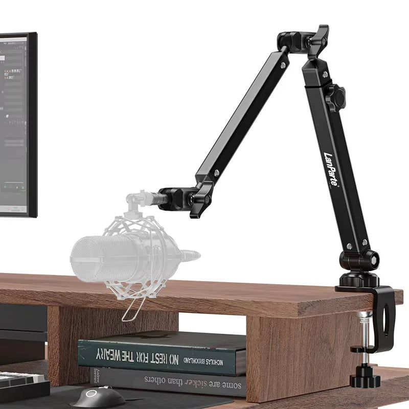 Lanparte Adjustable Microphone Stand With Suction Cup Cable Management/Desk Mount, Suspension Boom Arm for K688 Ampligame AM8-BM