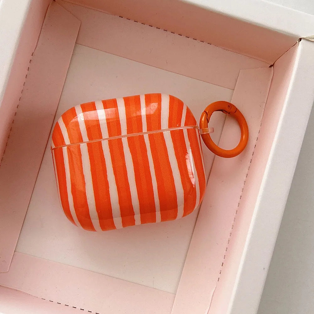 Summer Dopamine Simple Color Collision Stripes Splicing Soft Earphone Case For AirPods 4 5 Cover For AirPods 1 2 3 Pro 2 2nd