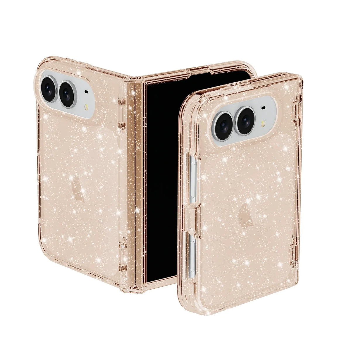 For IPhone Duo Fashion Transparent Glitter Acrylic Phone Case for IPhone Duo 18 Fold Shockproof Axis Protection Slim Fit Cover
