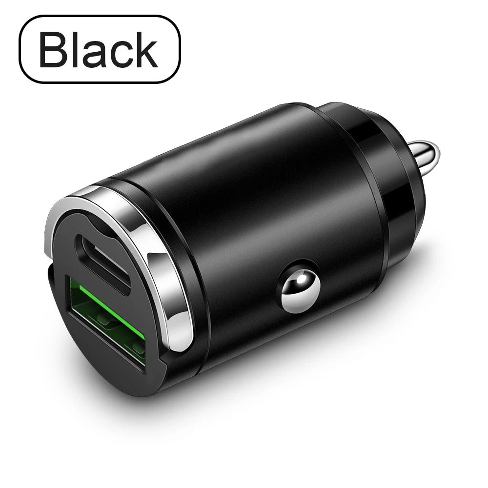 Mini 100W PD QC Pull Ring Fast Charging Car Charger USB C Car Phone Charger Adapter For iPhone Xiaomi Samsung Huawei