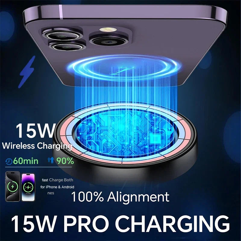 UYUXIO Strong Magnetic Wireless Car Phone Charger Adapter 15W Dashboard Windshield Car Phone Holder for iPhone 16 15 14 Pro Max