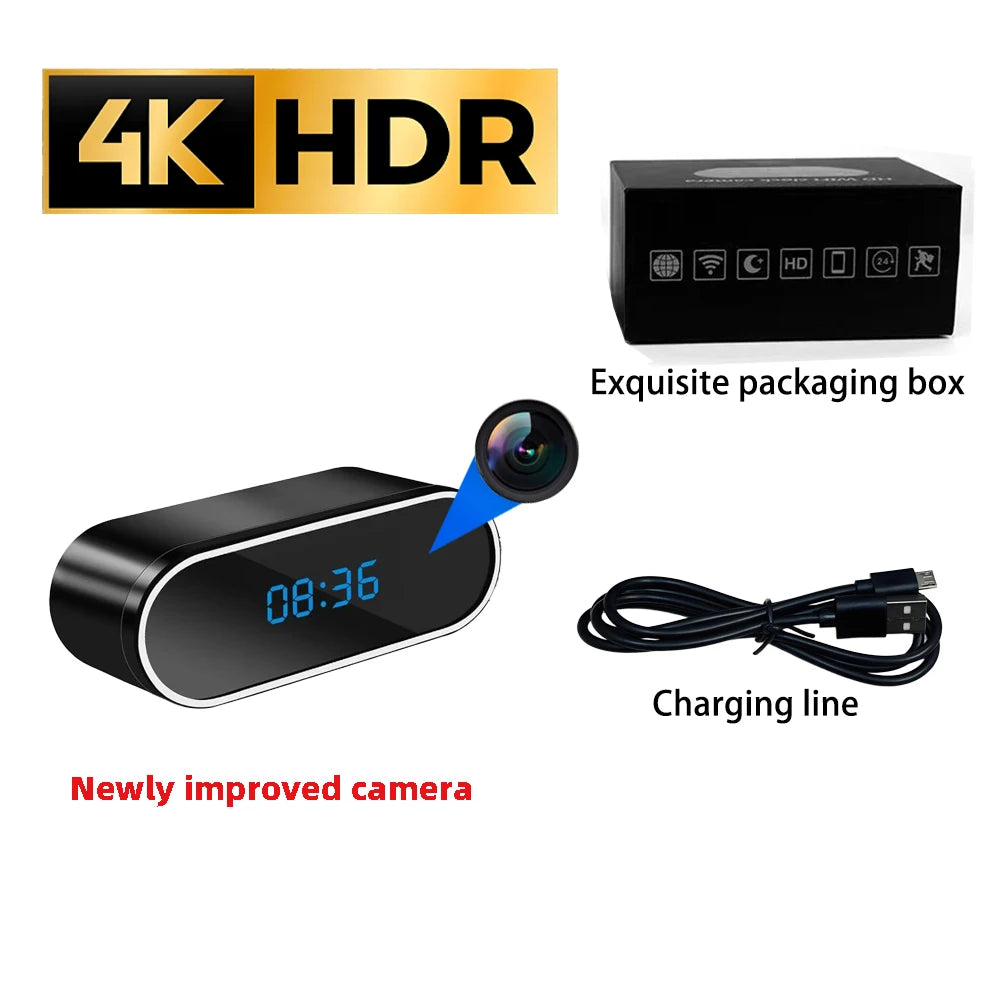HD4K, New Wi Fi Mini Clock Camera, Upgraded Remote Viewing, Sports Detection, Infrared Night Vision, Home HD Camera