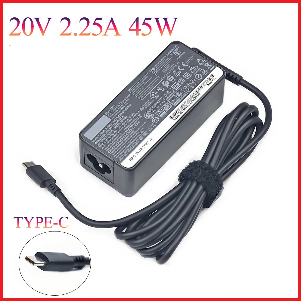 20V 2.25A 45W Type USB C Laptop AC Adapter Power Supply Charger For Lenovo C330 S330 C340 S340 100E T480 T480S T580 T580S E480