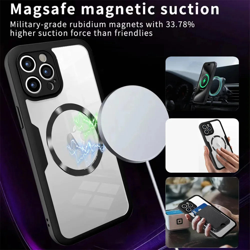 Magnetic For Magsafe 360 Full Body Front+Back Clear Case For iPhone 17 16 15 14 13 Pro Max Plus Silicone Bumper Shockproof Cover