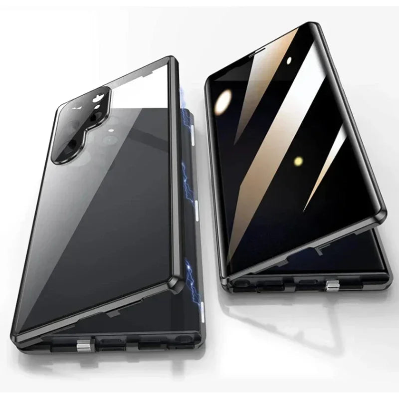 360 ° Protection Anti Peeping Metal Magnetic Case For Samsung Galaxy S26 S25 S24 S23 S22 Ultra Plus Double-Sided Glass Snap Lock