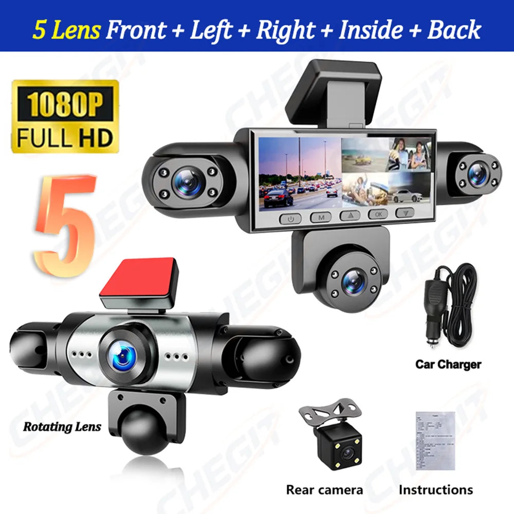 New 5Channel 360 Degree Car Dvr 1080P Video Recorder WiFi APP Dashcam 24h Parking Monitor Rear View Camera Car Recorder
