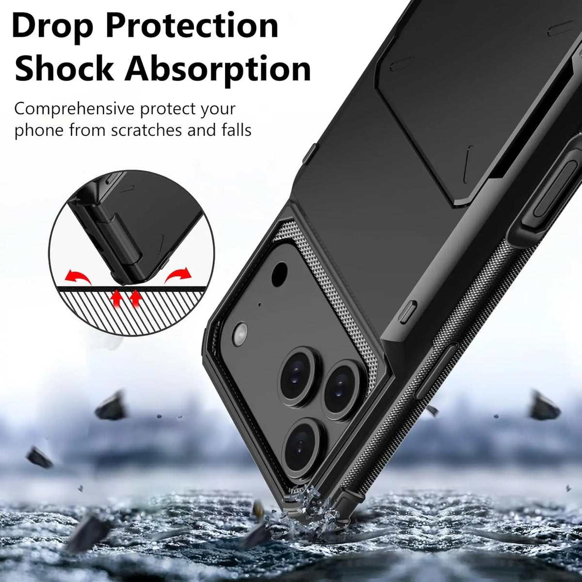 Case For iPhone 17 Pro Max 16 15 Pro Max 14 13 12 11 Heavy Duty Wallet Hidden Flip Slot Protective Hard Back Covers Coque Fundas