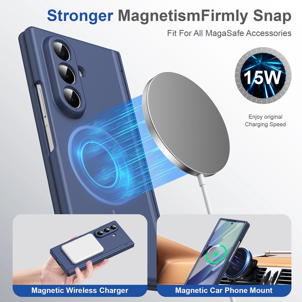 Magnetic Full Cover Hard PC Back Phone Case With Hinge Protection For Samsung Z Fold 8 Ultra 7 6 5 4 With Glass Film Protector