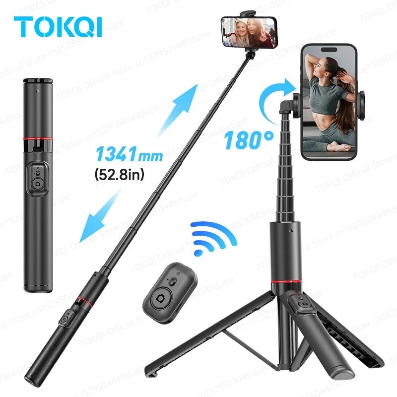 C21 Selfie Stick Stable Tripod with Bluetooth Wireless Remote for IPhone Android Mobile Phones Shooting Video, Hidden Phone Clip