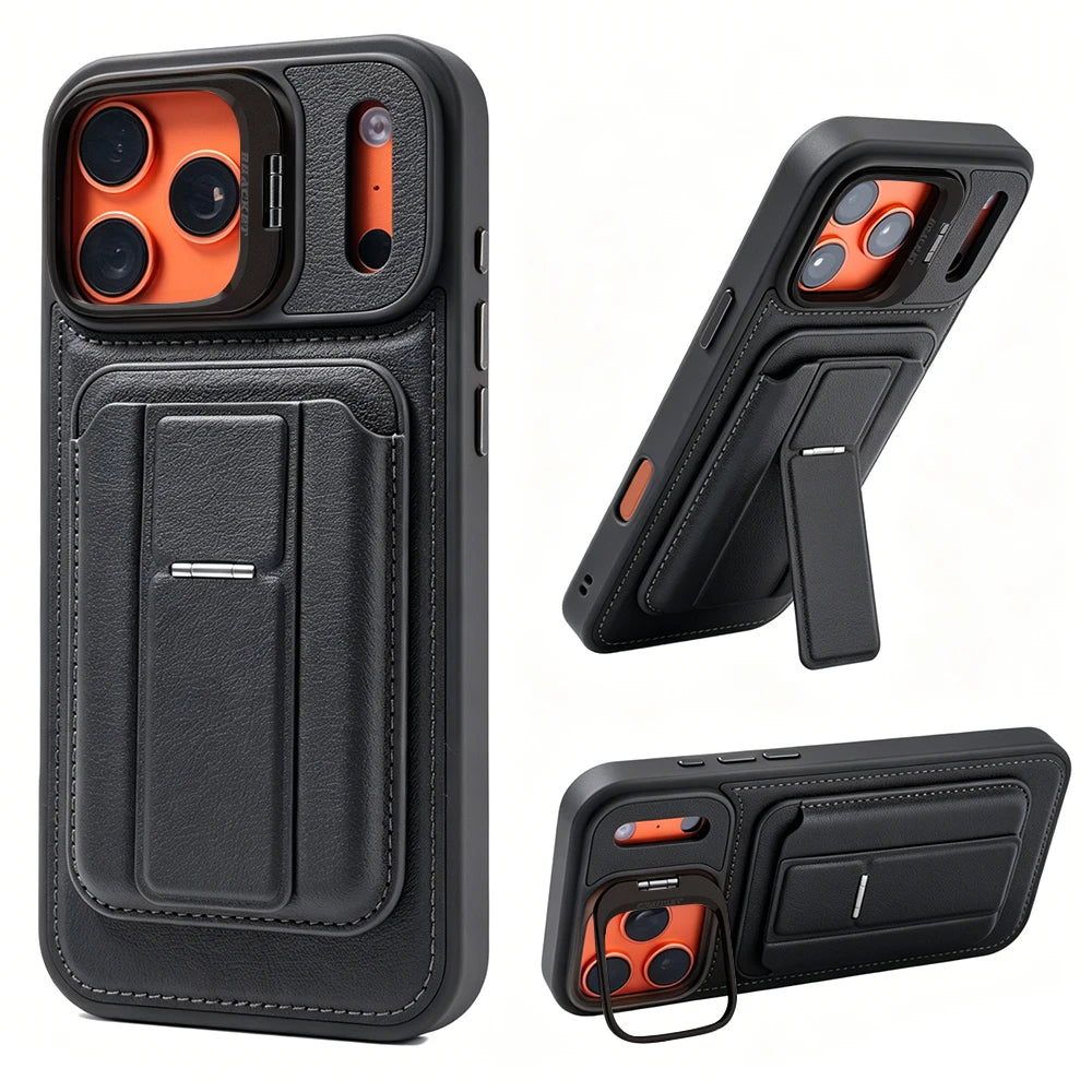 3 IN 1 Matte Leather Texture Wallet Card Slots Holder Phone Case For iPhone 17 Pro 17 Pro Max Phone Wallet Case