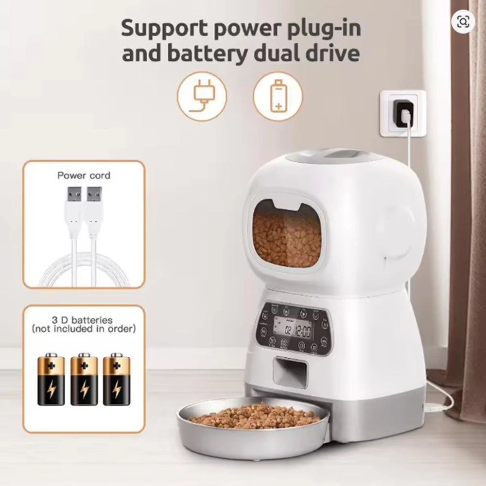 3.5L Automatic Feed Dispenser For Pets For Cats WiFi Smart Swirl Slow Dog Food Dispenser With Dictation Device Large Capacity Ti