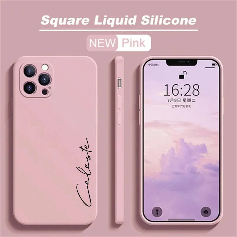 Customized Personalized Name Luxury Initials Soft Liquid Silicone DIY Case For Iphone 18 17 16 15 14 13 12 11 Pro Max Plus Cover
