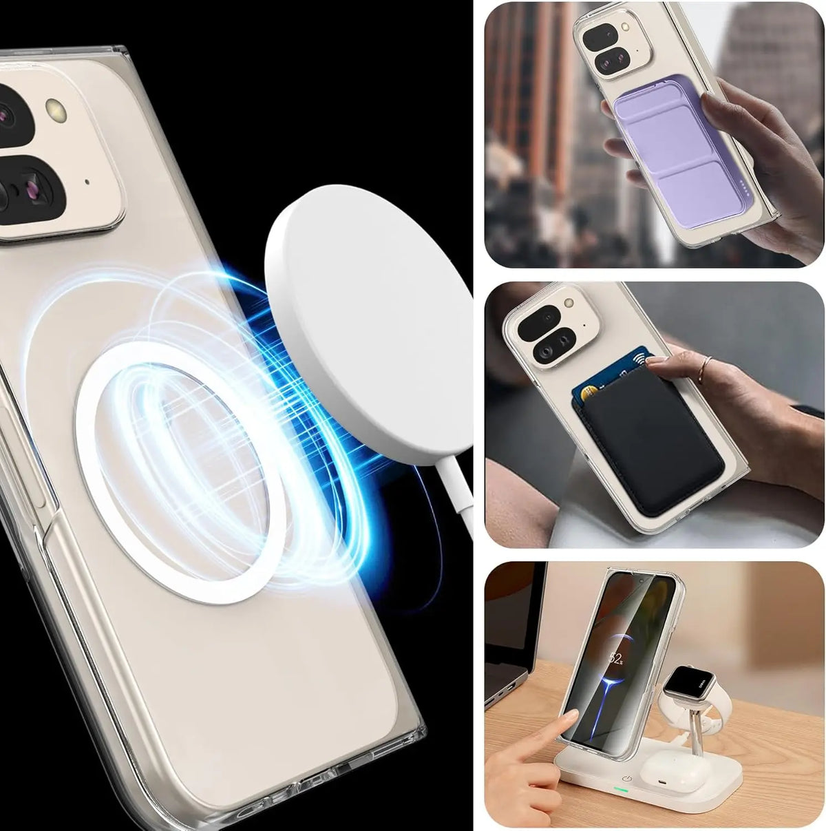 Case for Google Pixel 10 9 Pro Fold for Magsafe Magnetic Wireless Charge Clear Thin Hard PC Phone Case with for Pixel 9 Pro Fold