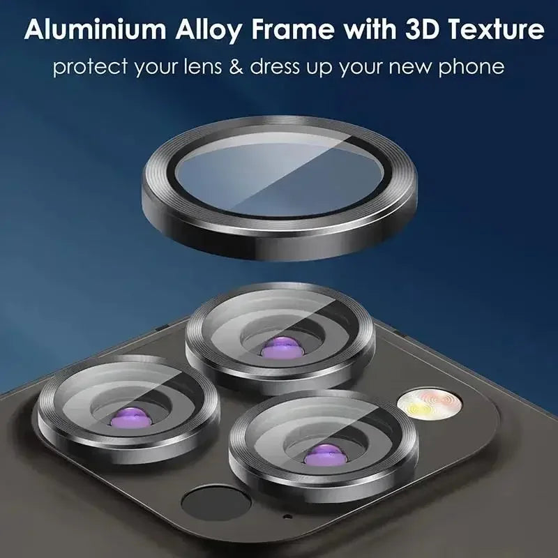 Camera Lens Protector For IPhone 16 15 14 Pro Max 13 12 Mini 9H Tempered Glass Screen Protector Cover Film 16 15 Plus Metal Ring