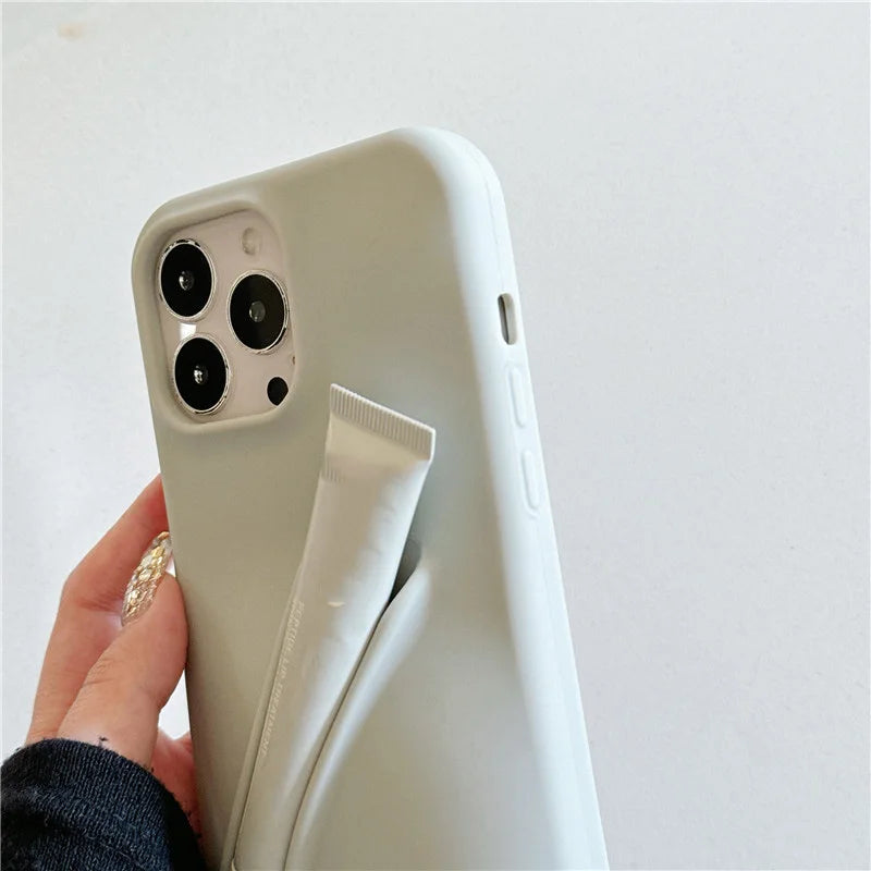 For iPhone 16 15 14 13 12 11 Pro Plus mini Max Xs XR 6 7 8 SE Lip gloss holder Silicone Soft Cover Case
