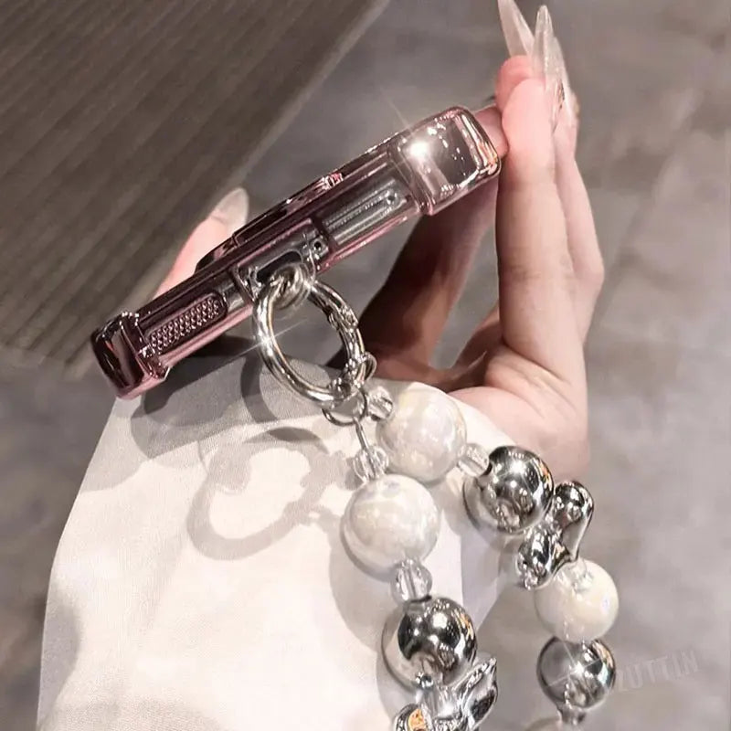 Pearl Strap Lanyard Glitter Lucky Ring Phone Holder Case For Samsung Galaxy S24 S20 S21 S22 S23 S25 FE Note 10 20 Plus + Ultra