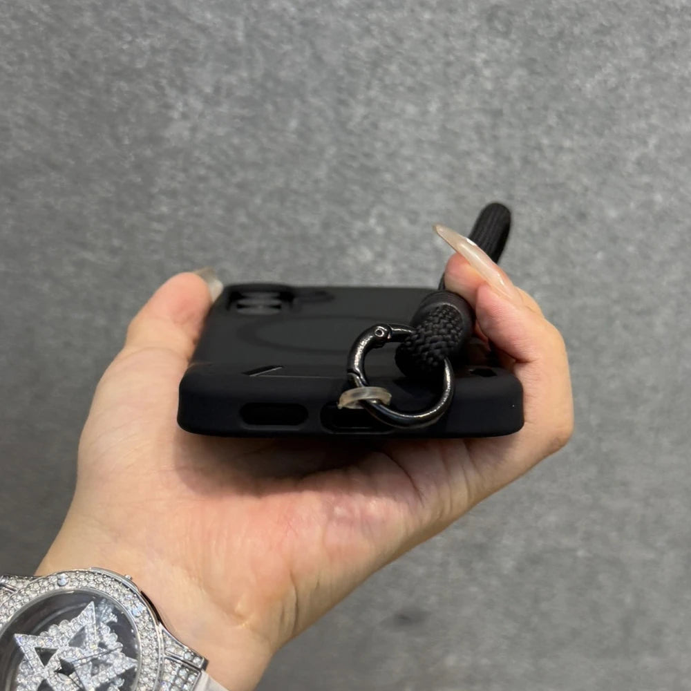 Business Matte Translucent Invisible Bracket Magnetic Case for Samsung Galaxy S26 S25 S24 S23 Ultra Plus FE Wrist Strap Cover