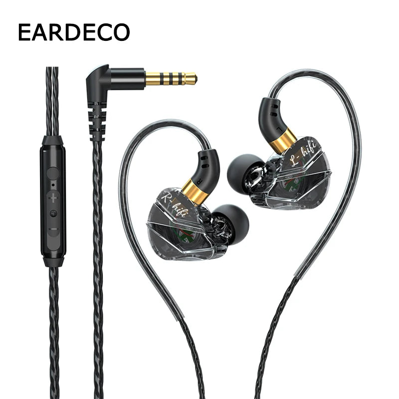 EARDECO Wired Headphones With Microphone Wire-Controlled Wired Earphone In-Ear Headphones Sport Earphones Gaming Headset Bass