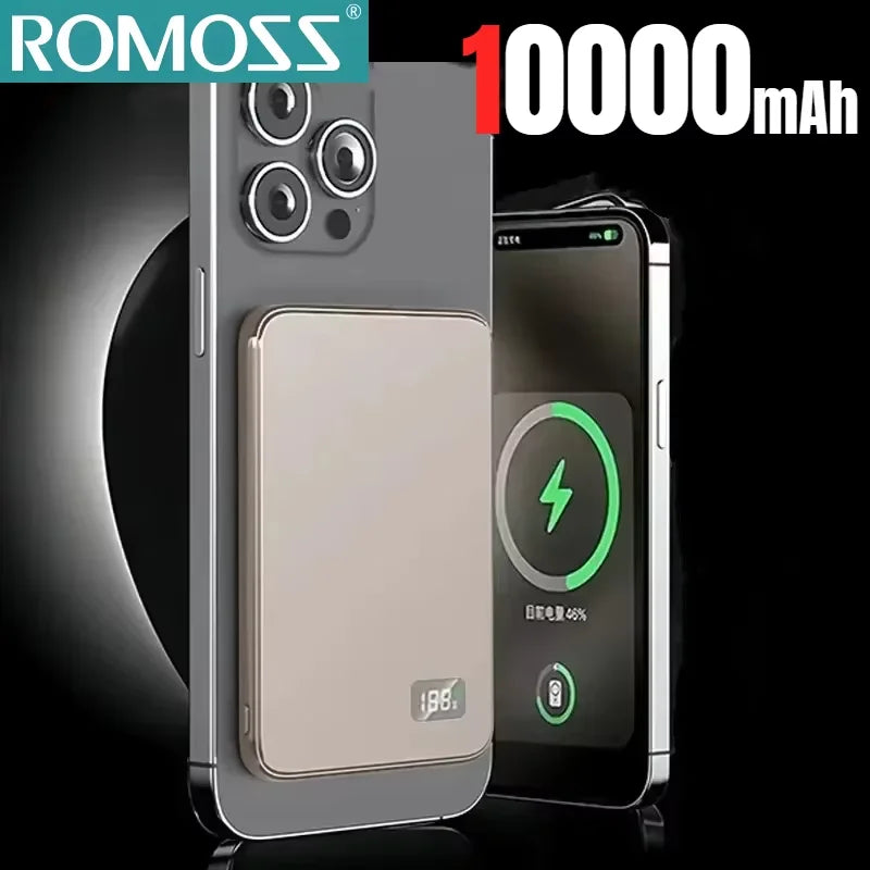 ROMOSS 3 IN 1 Power Bank For MagSafe 50000mAh Slim Magnetic Wireless Power Bank 22.5W External Battery For iPhone Samsung