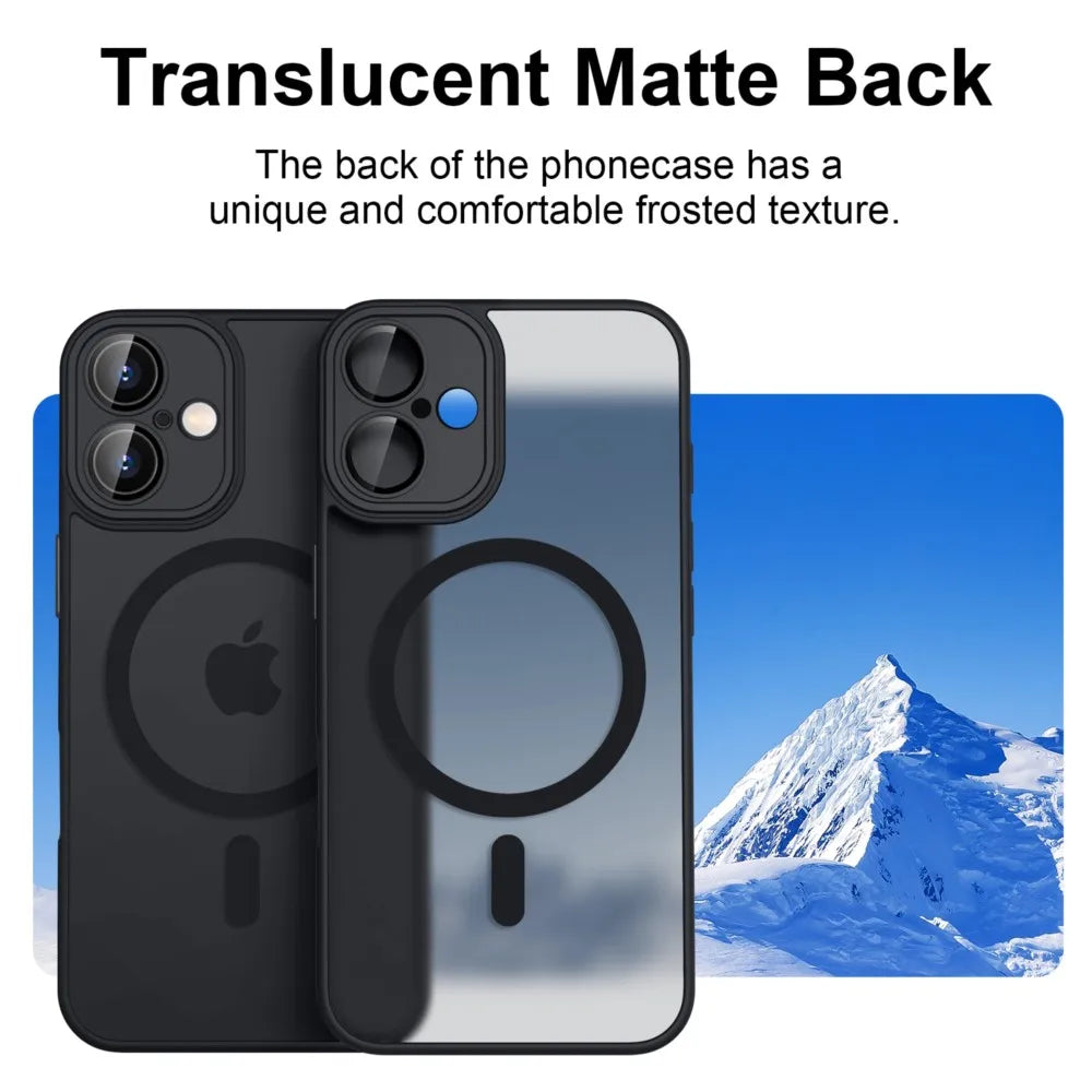 Luxury Magnetic Matte Translucent Shockproof Case For iPhone 11 12 13 14 15 16 Plus 17 Pro Max For Magsafe Wireless Charge Cover