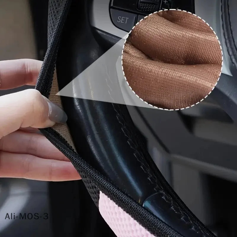 Cartoon Cat Ears Car Steering Wheel Cover Anti-slip Suitable For A Variety Of Models Sweat-absorbent Breathable Wear-resistant